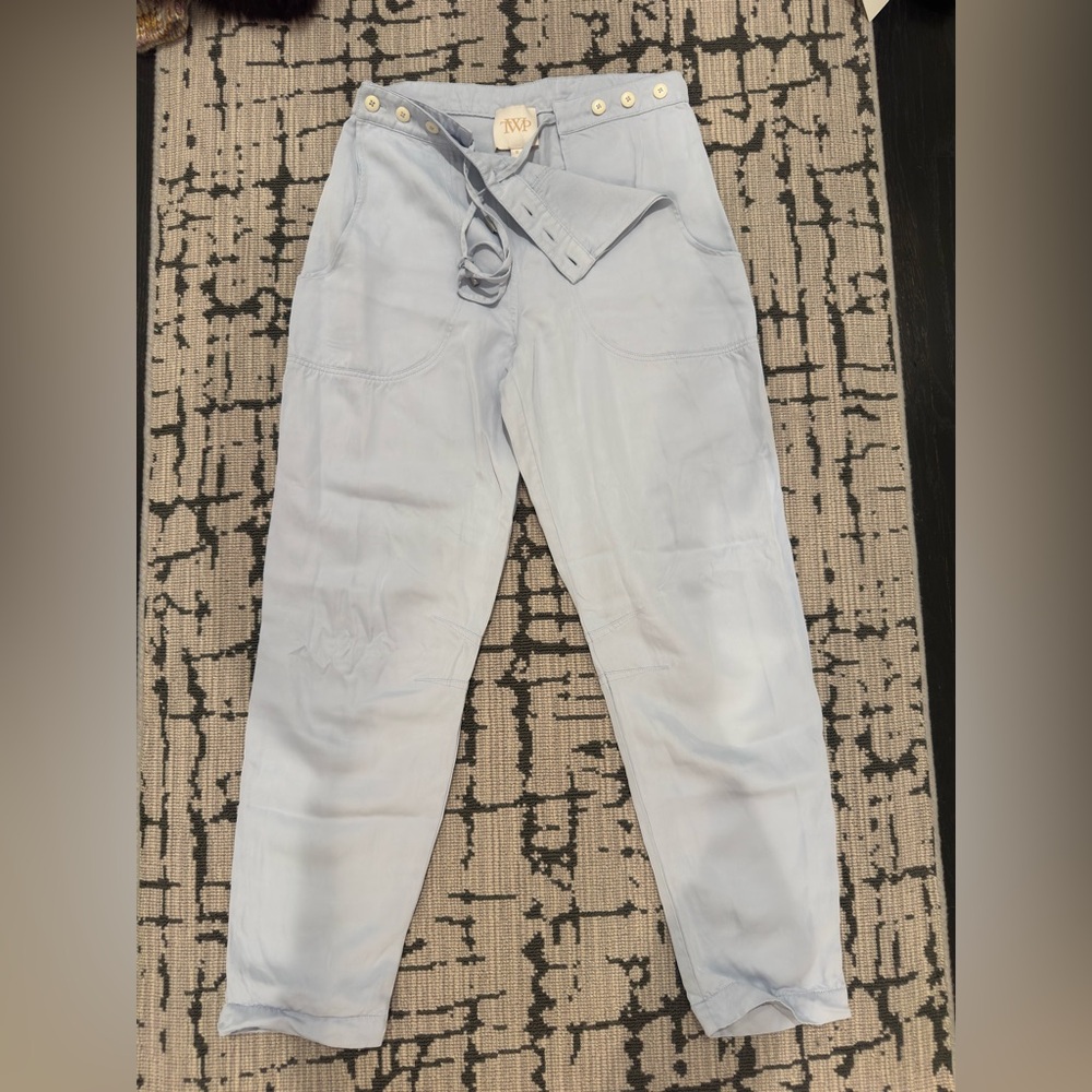 TWP Jetties Beach Pant Size 0 Powder Blue Linen Viscose Drawstring